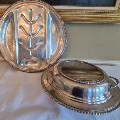 Meat Serving Tray And Serving Bowl With Removable Divider