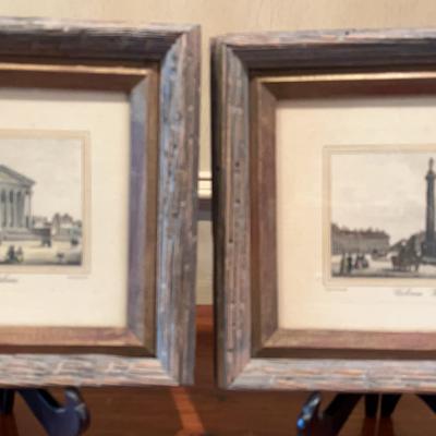 Vintage La Madeleine French Framed Print, Vintage Colonne Vendome Framed Print   