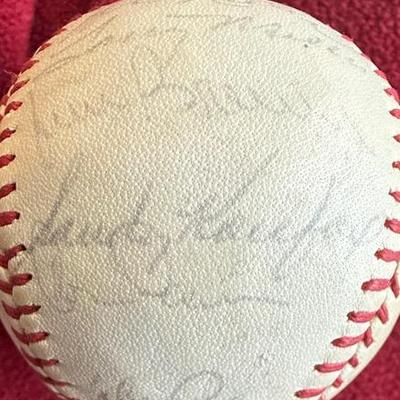 1965 World Champion Los Angeles Dodgers Team-Signed Baseball Sandy Koufax, Johnny Podres UNVERIFIED 