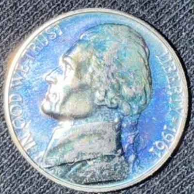 1961 Proof Jefferson Nickel • Rainbow Toned • Philadelphia No Mint Mark