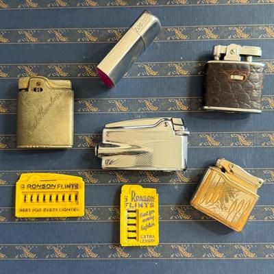 Larg Lot Ronson Vintage Lighters -1 Calibri Gold Tone 
