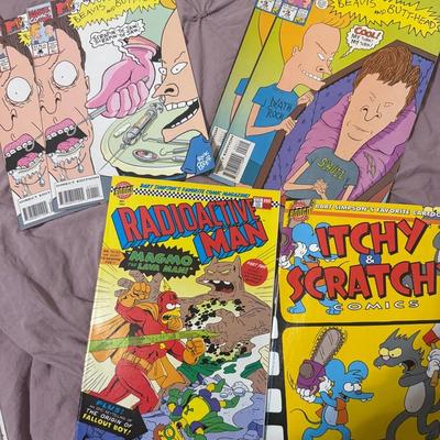 90s Cartoon Comic Lot – Beavis & Butt-Head + Simpsons (Itchy & Scratchy, Radioactive Man) 