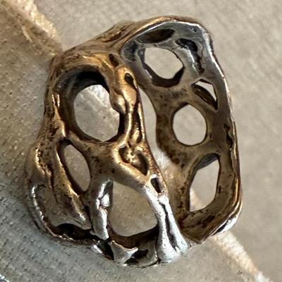Vintage Brutalist Ring, Brutalist Band Ring, Sterling Silver