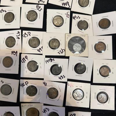 Collection Of War Nickels Early Wheat Pennies ,more