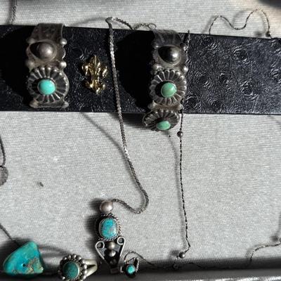Vintage Navajo Jewelry Lot – Sterling Silver & Turquoise Pieces (Repair/Parts/Restoration) 