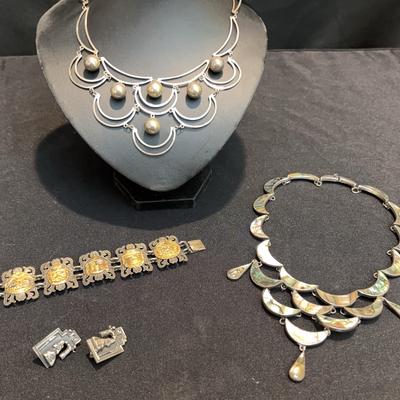 Silver Jewelry Stamped Sterling 925 Mexico | Total Weight 165g | Statement Necklaces, Bracelet