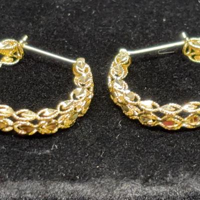 14K Gold Hoop Earrings | Openwork Filigree Design | Total Weight 8