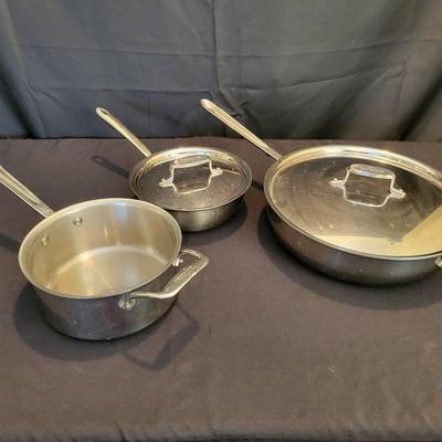 All-Clad Stainless Steel Cookware Lot | 2qt LTD, 3qt D5 & 6qt