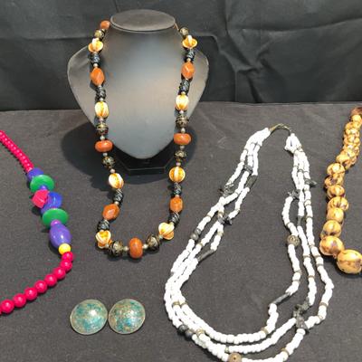 Vintage Beaded Jewelry Lot | Tribal, Statement & Costume Necklaces with Earrings