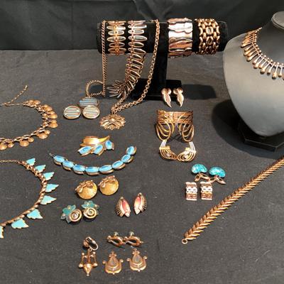 Mid Century Matisse & Renoir Copper Tone Jewelry Collection | Bracelets, Necklaces, Earrings & More