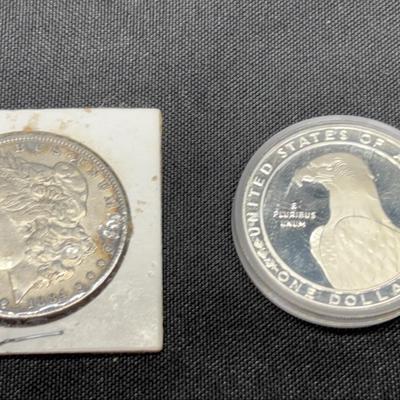 1884 Morgan Silver Dollar & 1983 XXII Olympics Commemorative Silver Dollar Lot