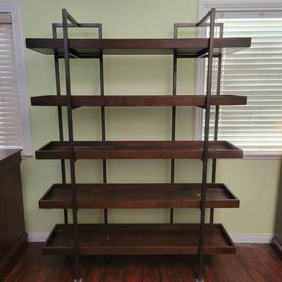 Industrial Wood & Metal 5-Tier Bookshelf | Modern Storage Display Rack