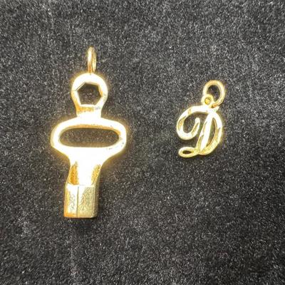 Yellow Gold 14k Bottle Opener Pendant And Script Letter “D” | 2.26g Total Weight