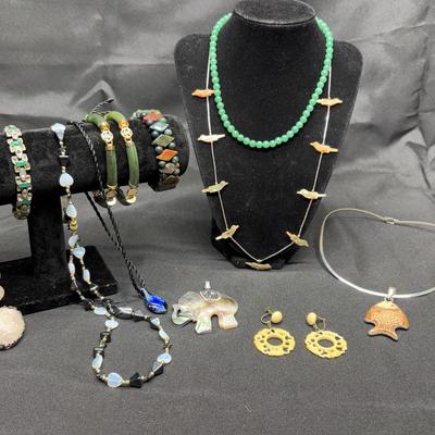 Artisan Polished & Carved Stone & Shell Jewelry | Some Stamped 925 | Necklaces, Bracelets & More