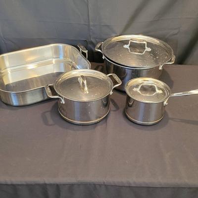 All-Clad Stainless Steel Cookware Set | Roaster, Stock Pot, Sauce Pot & Saucepan