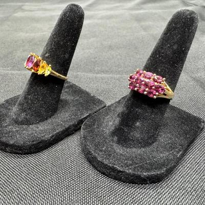 Yellow Gold 14k Bands w/ Multi Color Marquise Gemstones |  5.64g Total Weight | Size 5