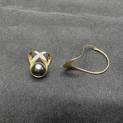 Yellow Gold 14k Pearson Pendant 2.20g | Gold 14k Pendant w/ Black Pearl & Stone Accents 7.27g 