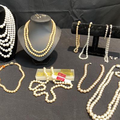 Vintage Pearl Jewelry Lot | Majorica Necklaces, Bracelets & Earrings, Empress Madrid