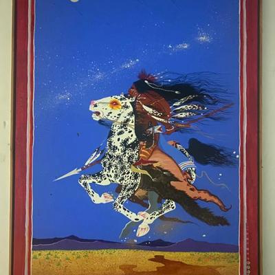 Acrylic On Canvas Titled True Love And A Good Pony By Robert McMurtry