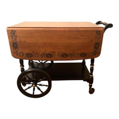 Ethan Allen Hitchcock Drop Leaf Tea Cart W/Single Drawer