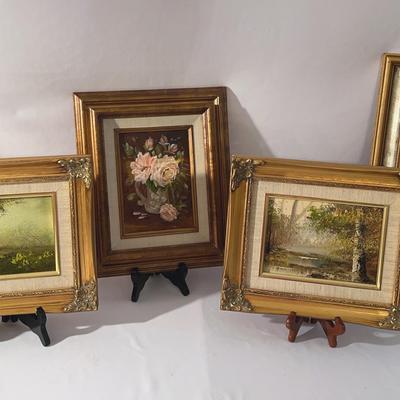 5 Small Oil On Canvas Paintings Various Artists