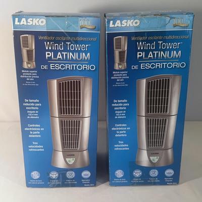 Set of 2 Lasko Oscilante Wind Tower Platinum