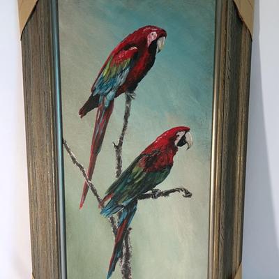 “Parrots” By Pam Sisler Oil On Canvas Framed