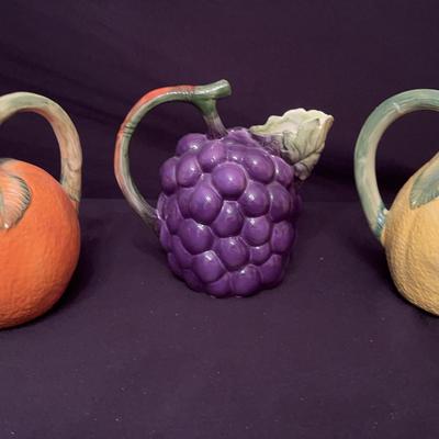 Vintage Ceramic Pitchers In Various Fruits