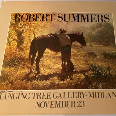 Robert Summers Midland Texas Hanging Tree Cowboy & Horse  Poster 1981 Signed