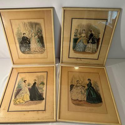 Set Or 4 La Mode Illustree Prints Framed