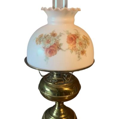 Aladdin Garden Roses Brass Like Lamp