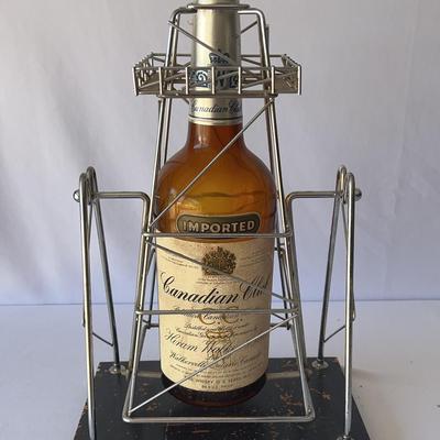 Vtg Old Grand-Dad Canadian Club Wiskey One Gallon Bottle On TX Oil Derrick Pour Stand