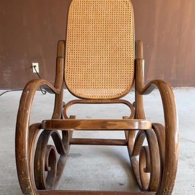 Vintage bentwood cane rocking chair