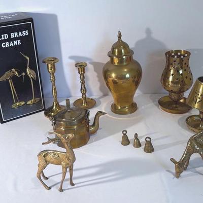 Beautiful Brass Decor Items Including Urn Filled With Vintage Match Books