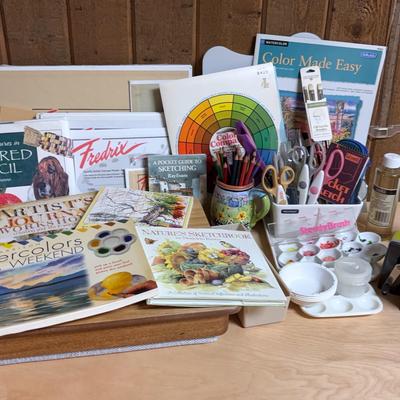 Artist Collection Of Books, Quality Artist Canvas Panels, Brushes & More Great Accessories