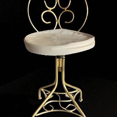 Vintage Swivel Gold Metal Vanity Chair