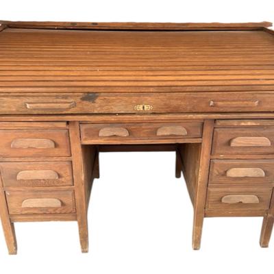 1880’s Antique Oak Roll Top Desk