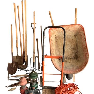 Gardening Tools Bundle-Shovels, Racks, Wheelbarrow, Lanterns & More!