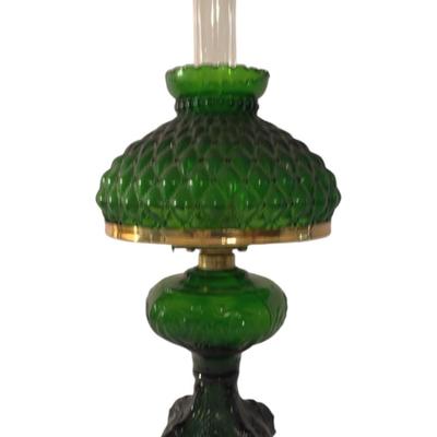 Light Of Mine Princess Feather Oil Lamp Ornate Decorative Antique Pedestal Styles Glass Dark Green