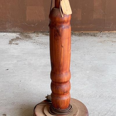 Handmade turned wood cedar lamp
