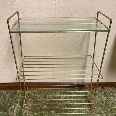 Vintage Metal and Glass Shelf Unit