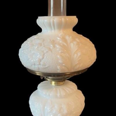 Fenton Poppy Milk Glass Lamp