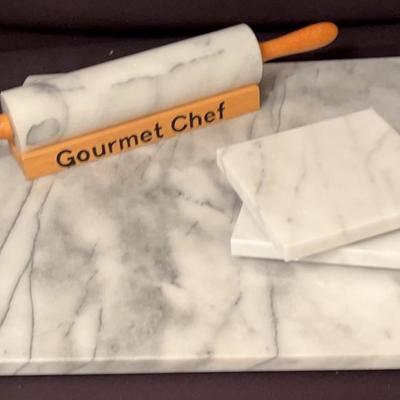 Gourmet Chef Marble Pastry  Board, Rolling Pin & So it’s