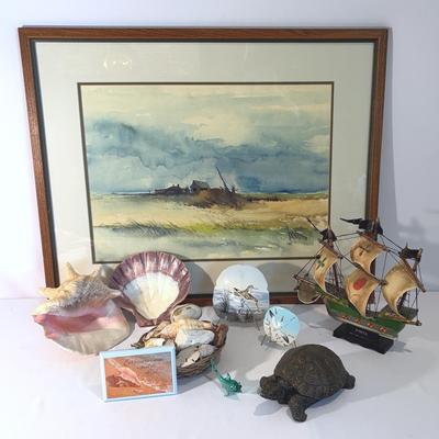 Beach Vibes - Watercolor, Shells, And Other Decor Items