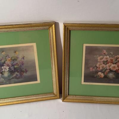 VINTAGE 50'S M.D. BLACK "Wild Roses" and "A Bunch Of Violets" LITHOGRAPH ARTWORK