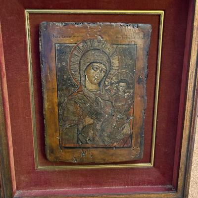 Antique Russian icon of Our Lady of Smolensk, circa 1750