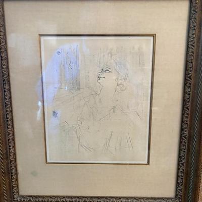 A Menilmontant, De Bruant, Yvette Guilbert, lithograph, after Toulouse-Lautrec, original plate