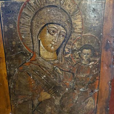 Antique Russian icon of Our Lady of Smolensk, circa 1750