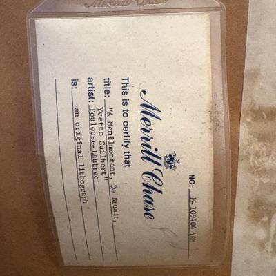 A Menilmontant, De Bruant, Yvette Guilbert, lithograph, after Toulouse-Lautrec, original plate