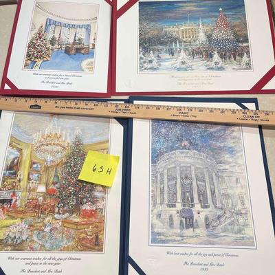 4 Large White House Christmas Card Prints From The George H. Bush Administration